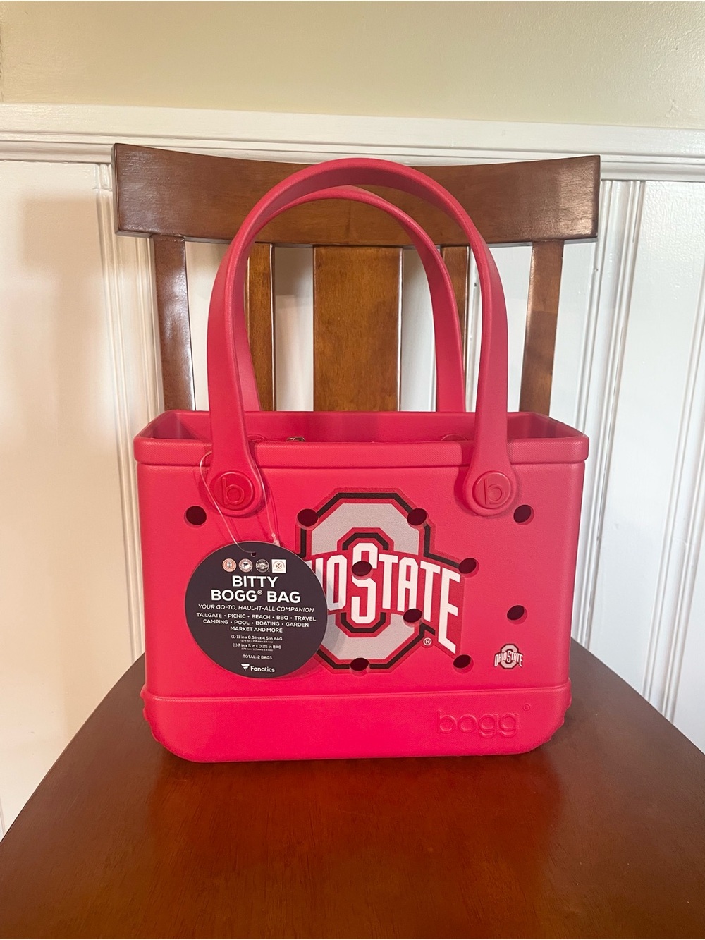 Ohio State BOGG BAG Bitty Tote — Scarlet and Gray with OSU logo